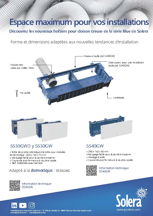 Boîtiers pour cloison creuse 5540GW et 5530GW