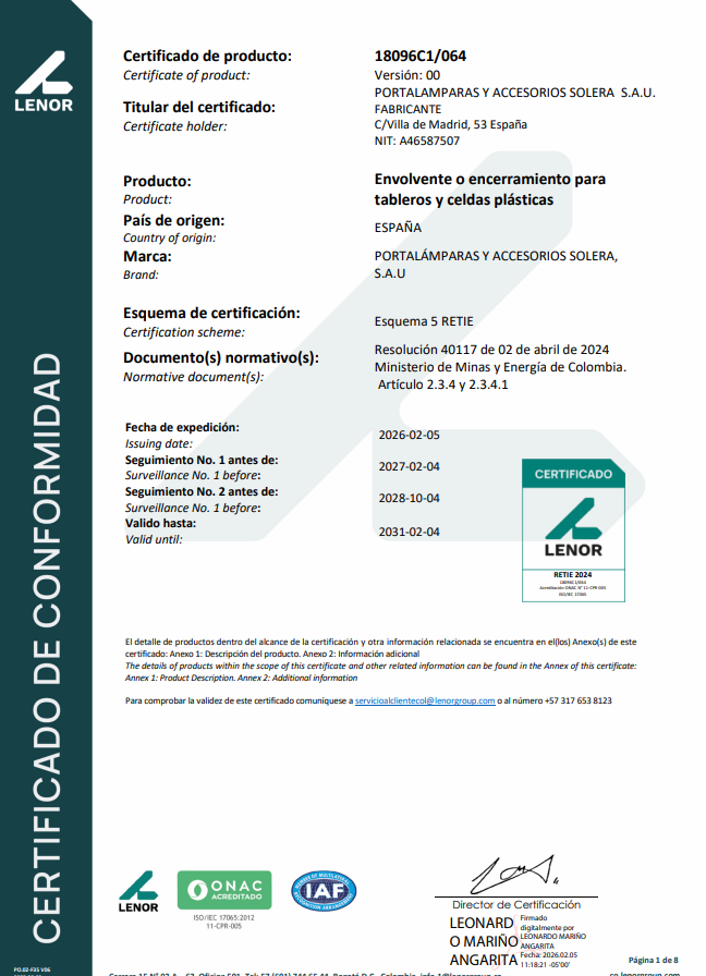 Certificado RETIE Colombia